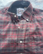 Cinch Men  s M Long Sleeve Button Down Shirt Dark Red Plaid Western Cowboy flaws