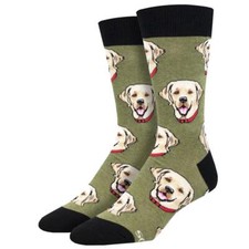 Socksmith Men's Crew Socks Labrador Puppy Dog Lover Green Novelty Footwear