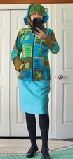 Multicolour Pixie Elf Hoodie Razor Cut Ribs Symbols Ladies Cotton Jacket Coat M