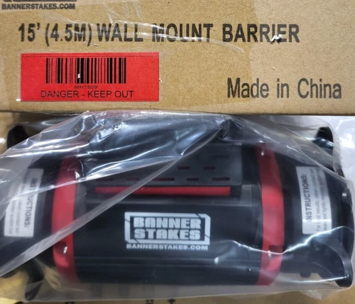 15' Retractable Belt Barrier DANGER KEEP OUT Banner Wall Mount MH1509