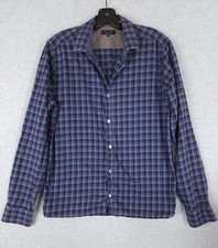Ted Baker Button Down Shirt Men's Size Medium M 3 Blue Plaid Long Sleeve Shirt