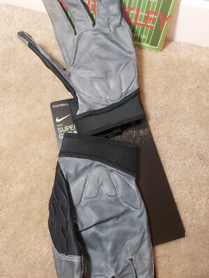 NIKE SUPERBAD 6.0 PADDED LINEMAN FOOTBALL GLOVES, LEATHER PALMS