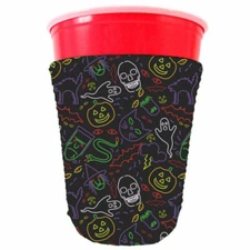 Halloween Neon Pattern Neoprene Party Cup Coolie