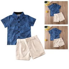 2PCS Toddler Baby Boys handsome Cartoon Print Shirt Shorts Summer Clothes set