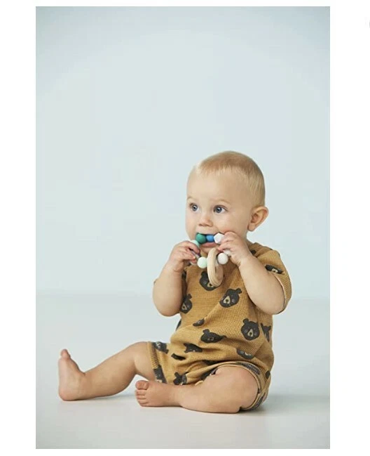 Nuevo Mud Pie Bebé OSO MAMELUCO CORTO 9-12 meses Marrón Unisex Niño Niña Regalo Foto 3 de 4