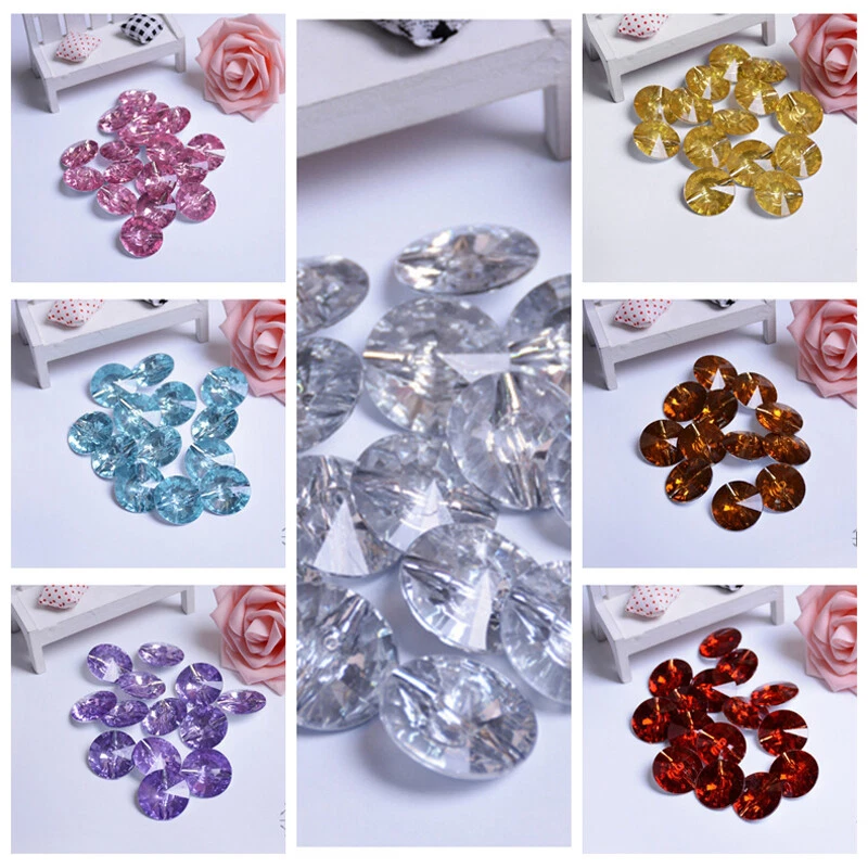 50PCS Acrylic Crystal Buttons DIY for Curtain Sofa Upholstery Crafts Adorn Decor - Image 2 of 4