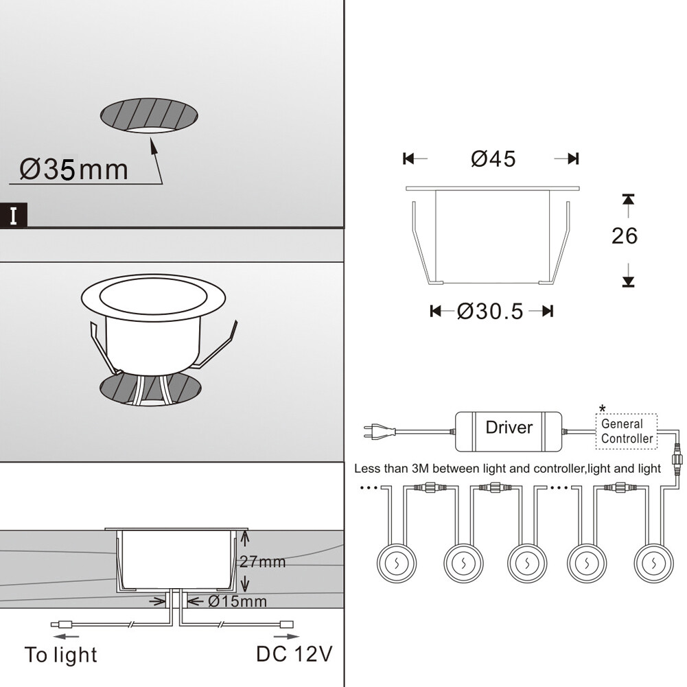 10er Bluetooth Led Bodeneinbaustrahler RGBWW Außen, 45mm Dimmbar