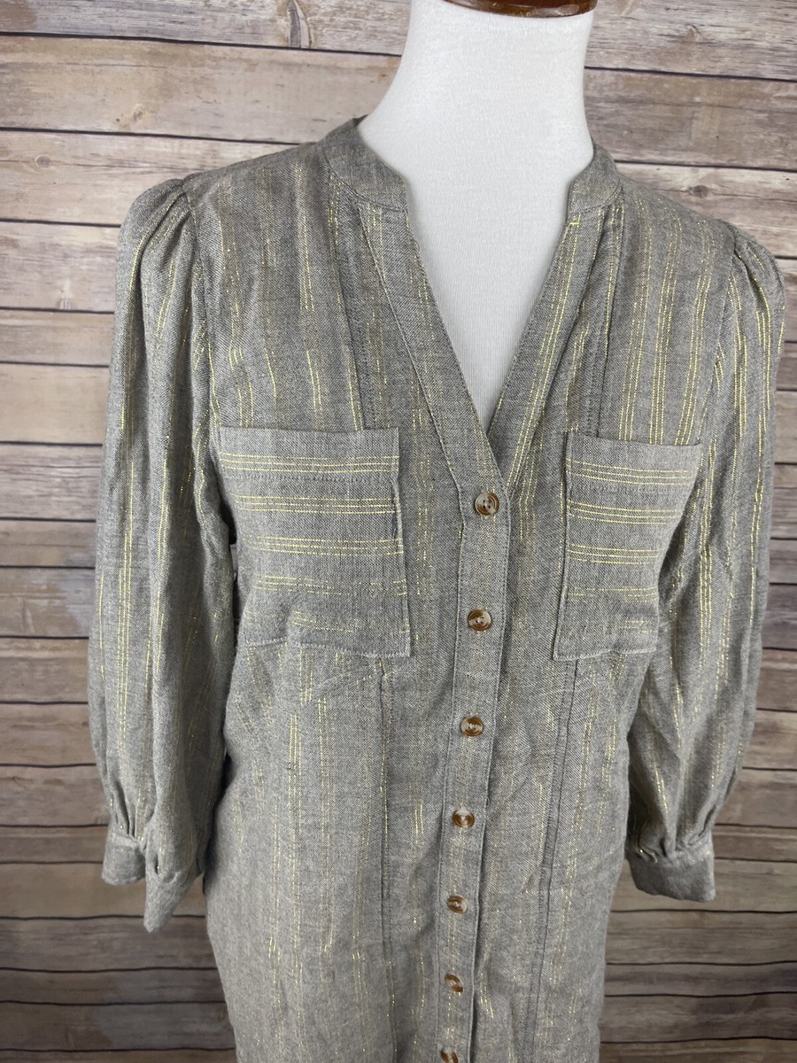 Akemi + Kin Anthropologie Size 0 Itzel Gold Metallic Striped