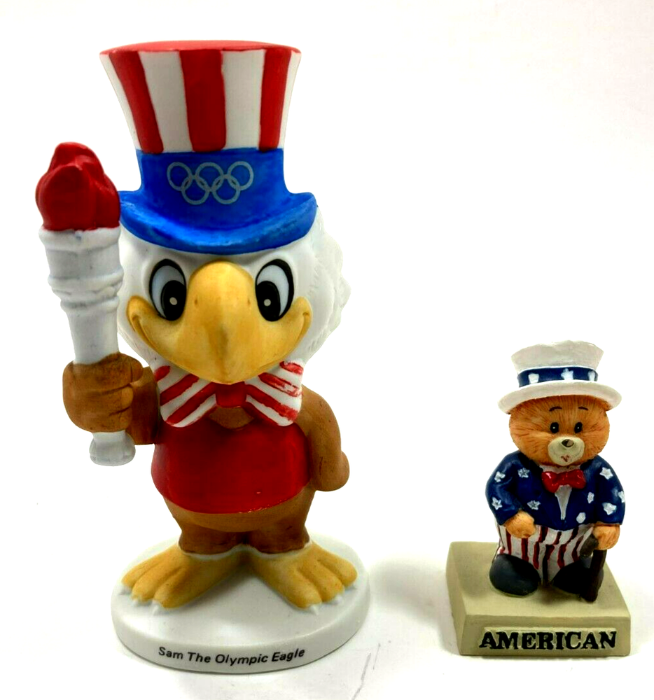 Vintage Papel Sam the Olympic Eagle  1980 Plus American Bear Figurine  2.5