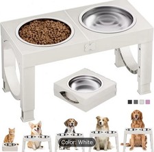 S-XL Adjustable Elevated Dog Bowls, Dog Feeder with 2 Stainless Steel Dishes