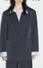New H M Women Black Oversized Double-Breasted Blazer Size Small