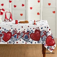 White Rectangular Tablecloth - 60x84 Inch - Valentine Tablecloth