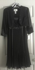 Davids Bridal Black Chiffon Sleeveless Short Dress With Bolero Shrug NWT