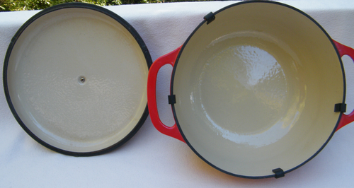 Utensilios de cocina de hierro fundido olla redonda de 6 cuartos de galón horno holandés tapa de sopa - Imagen 4 de 5