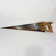 Antique Disston Phila Brass medallion Hand Saw USA 25" Steel Blade