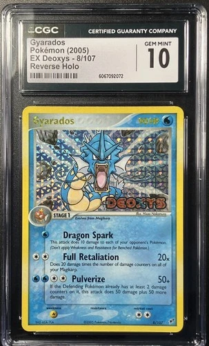 Pokemon EX Deoxys Gyarados Reverse Holo Stamped #8 2005 CGC 10 GM Pop 8, PSA 26