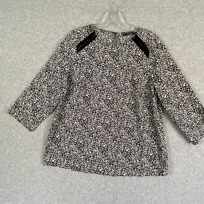 St Bernard For Dunnes Top Womens Small Black Animal Print Ladder Lace Career
