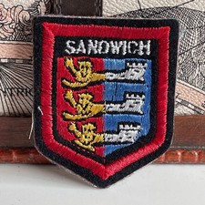 Vintage Patch SANDWICH Wappen Kent Souvenir gewebt Stoffabzeichen zum Aufnähen