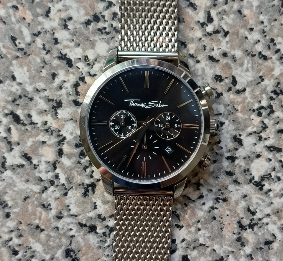 Thomas Sabo Mens Rebel Spirit Silver Black Chronograph Watch, 42mm Excellent con - Image 2 of 4