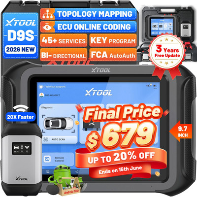 2026 XTOOL D9S V2.0 Bidirectional Scanner Diagnostic Tool Online Coding 45+Reset