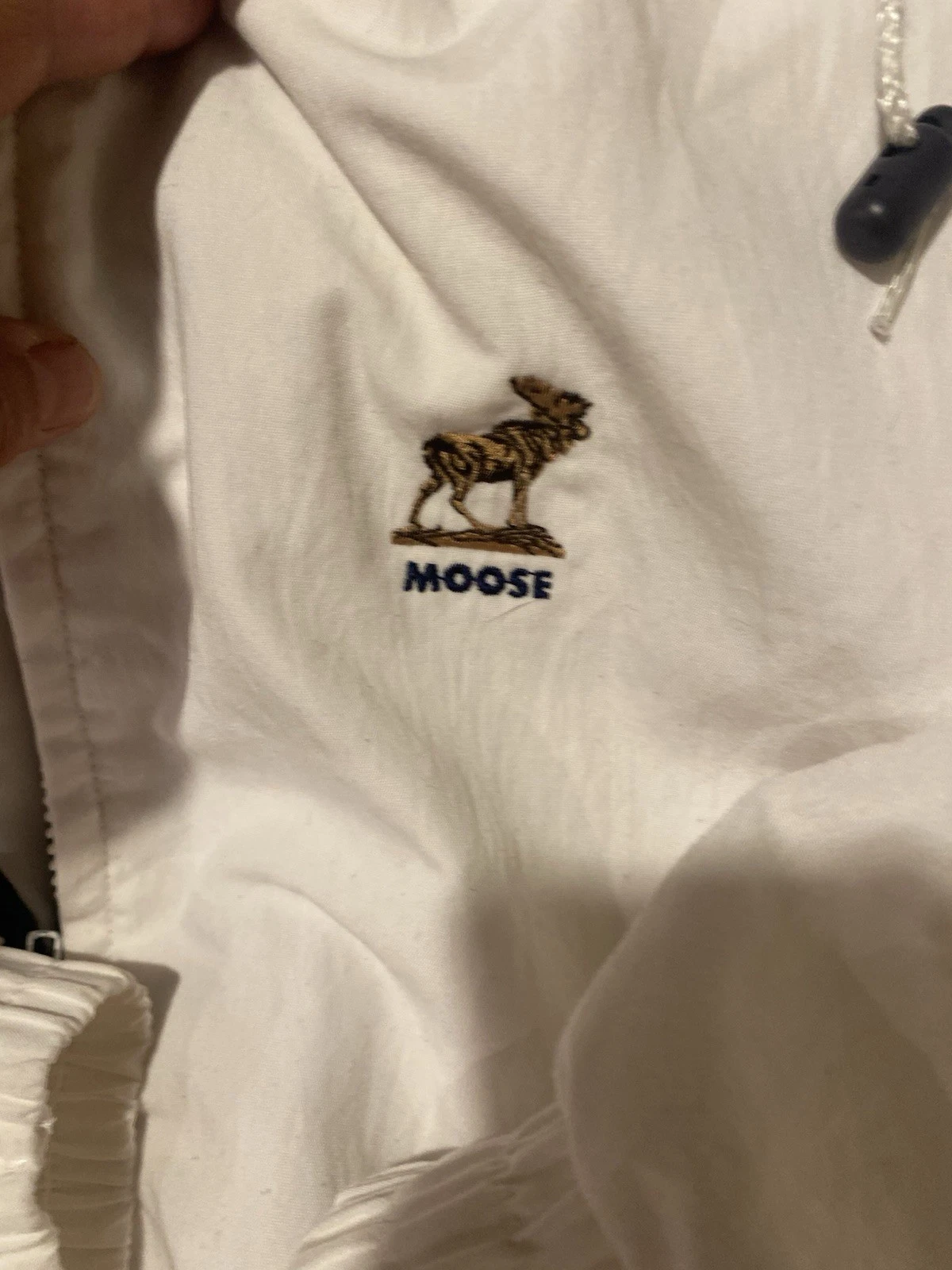 Vtg California Imperial Men’s 2XL Full Zip Windbreaker Moose Logo White/Blue image 3