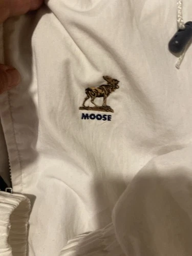 Vtg California Imperial Men’s 2XL Full Zip Windbreaker Moose Logo White/Blue image 3