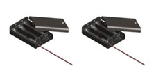 2 Pack 3 x AAA Enclosed Battery Holder Enclosure Case with Switch and Wire Leads