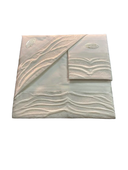 COMPLETO LAENZUOLA MATRIMONIALE CON BALZA IN RASO DI COTONE JOSEPHIE CAREZZE - Immagine 3 di 4