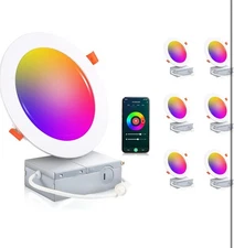 Cloudy Bay 6" Smart WiFi LED Recessed Lights 6-Pack - White