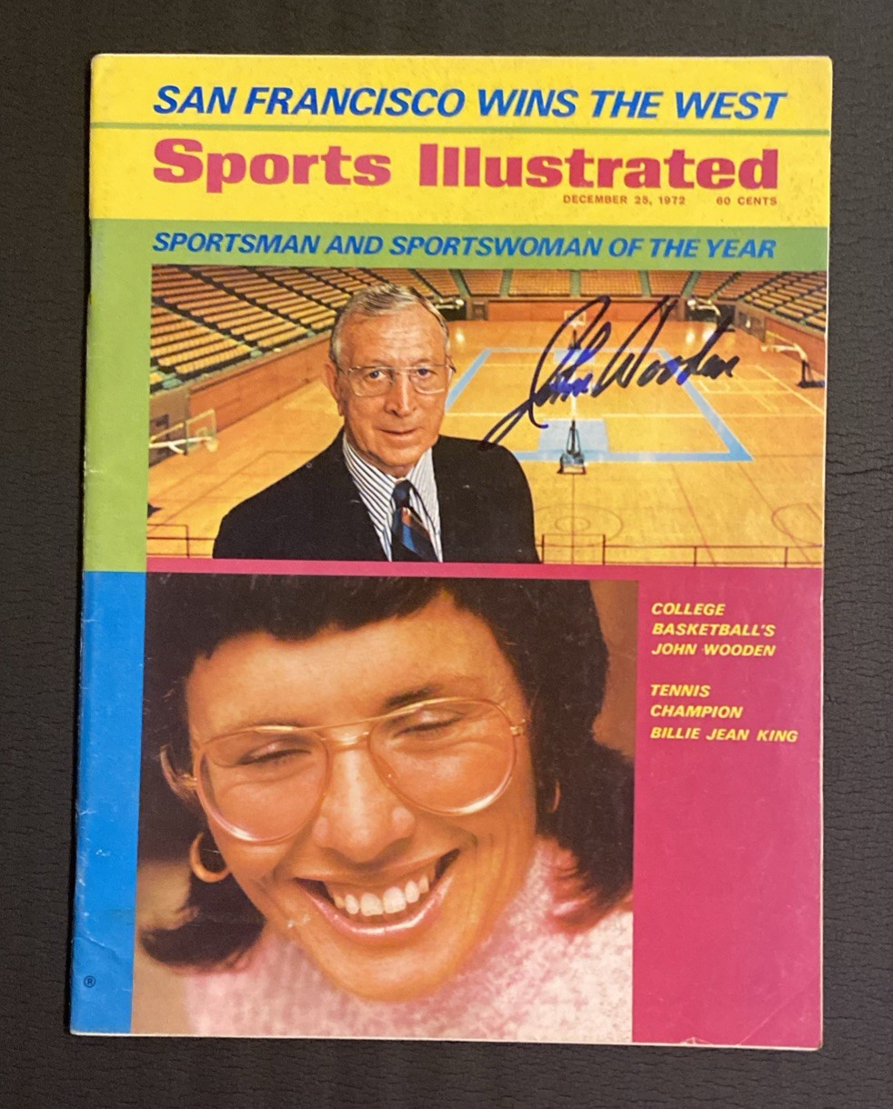 John Wooden Autographed Signed UCLA Bruins Basketball Sports Illustrated 1972 Magazine No Label PSA/DNA 