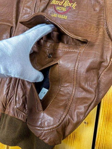 Vintage 90s Hard Rock Hotel Las Vegas Leather Bomber Jacket image 10