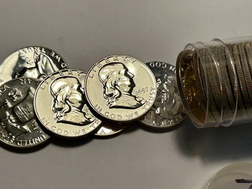 1957 PROOF FRANKLIN HALF DOLLAR ROLL / 20 COINS / SHARP ROLL