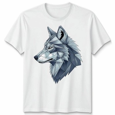 Geometrisches Wolf Wölfe Tiere Herren T-Shirt Damen Tee Unisex Tee facettiertes Design