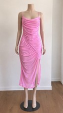 Fashion Nova Pink Velvet Ruched Cowl Neck Bodycon Midi Dress Stretch M