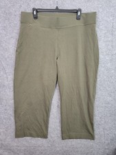 Lands End Starfish Straight Leg Pants Womens XL Pull On Olive Green