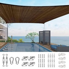 Quictent 20X20FT 185G HDPE Square Sun Shade Sail Canopy 98% 20 x 20 ft, Brown