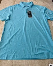Callaway Mens Golf Polo Shirt Opti Dri Sky Blue Medium UPF 50 Cooling NWT