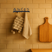 "Vintage Black Metal Coat Rack Wall Mounted - 5 Heavy Duty Hooks for Jackets, Ha