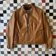 Schott Cafe Racer Vintage Leather Jacket Brown Sz 16 USA Insulated