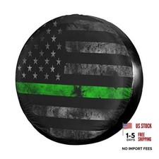 Spare Tire Cover Dust-Proof Wheel 17"for Diameter 31"-33" Thin Green Line Flag