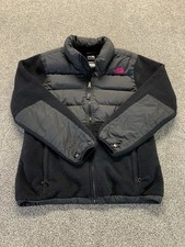 North Face 550 Down Puffer Jacket Girls XL 18 Black Pink Fleece Full Zip Coat