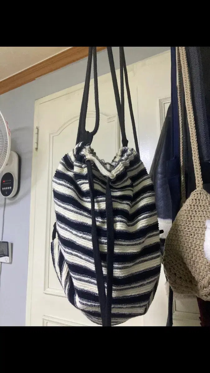 stripe pattern drawstring backpack - image 2