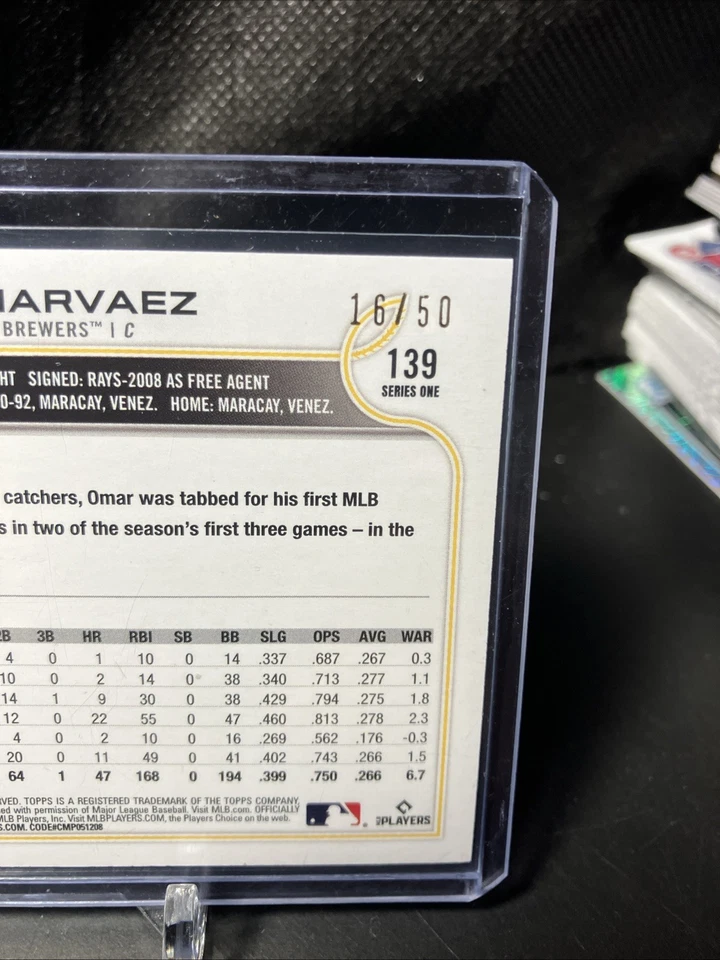 2022 Topps 1st Edition - Red Foil #139 Omar Narvaez 16/50 Milwaukee Brewers - Image 4 of 4