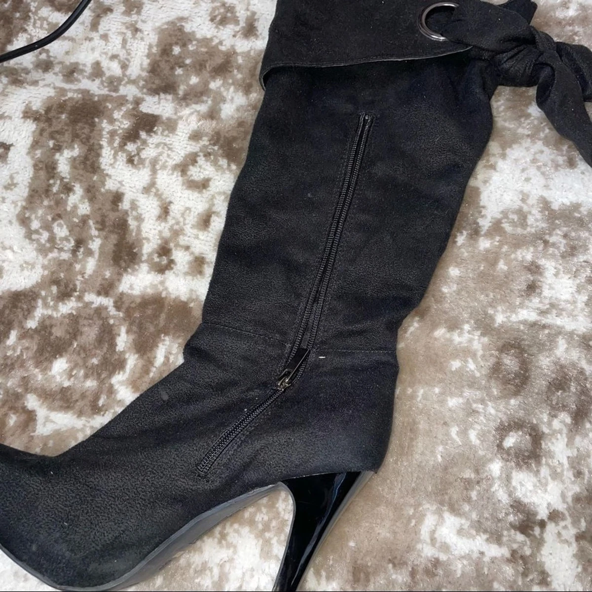 Anne Michelle Savior botas de tacón negro hasta la rodilla gamuza material similar TALLA 9