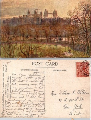 London Tower Bridge Postcard Pictograph Publishing Thames Park Scenic Used