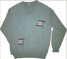 Herren Strickpullover 90er Jahre Wolle Pullover Gr.50 Pulli Grau Restposten