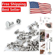 200 Sets 6mm Silver Round Cap Leather Rivets for Versatile Crafting Projects