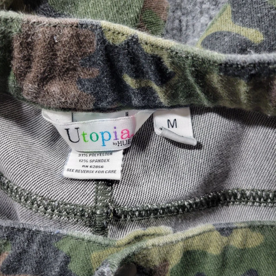 Utopia by Hue Pants Womens Medium Green Camo Pull On Stretch Skinny Joggers - Image 3 of 4