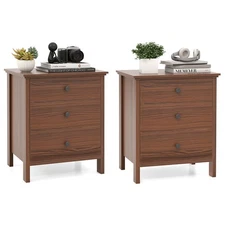 Set of 2 Nightstand Beside End Side Table Accent Table Brown