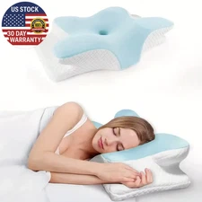 Memory Foam Pillows Butterfly Shaped Relaxing Cervical Slow Rebound Neck Pillow 